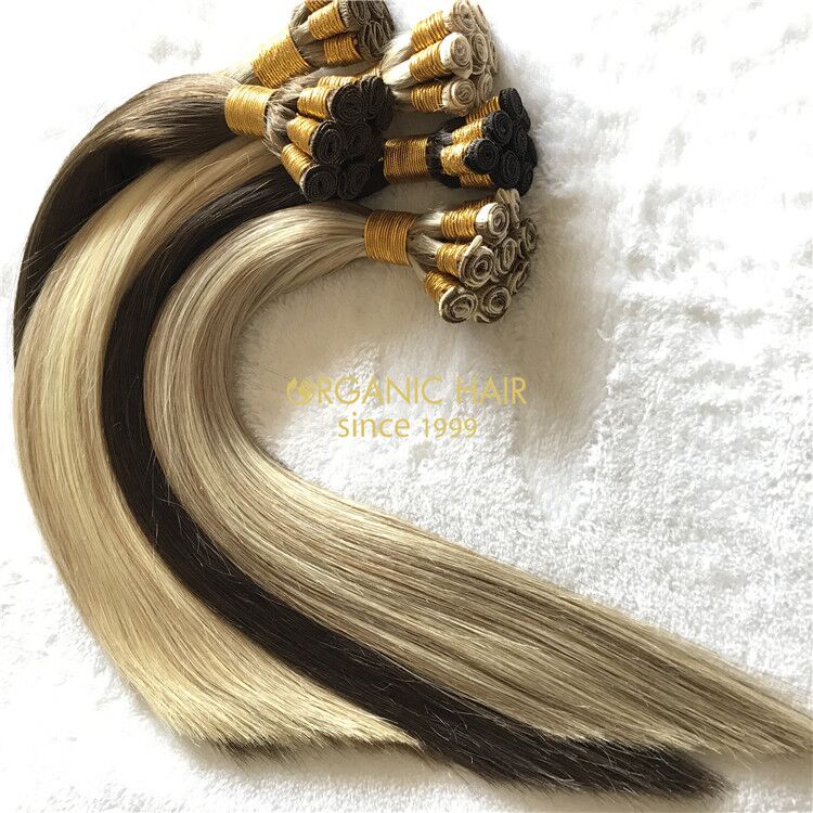 Customized popular color human hand tied wefts X217